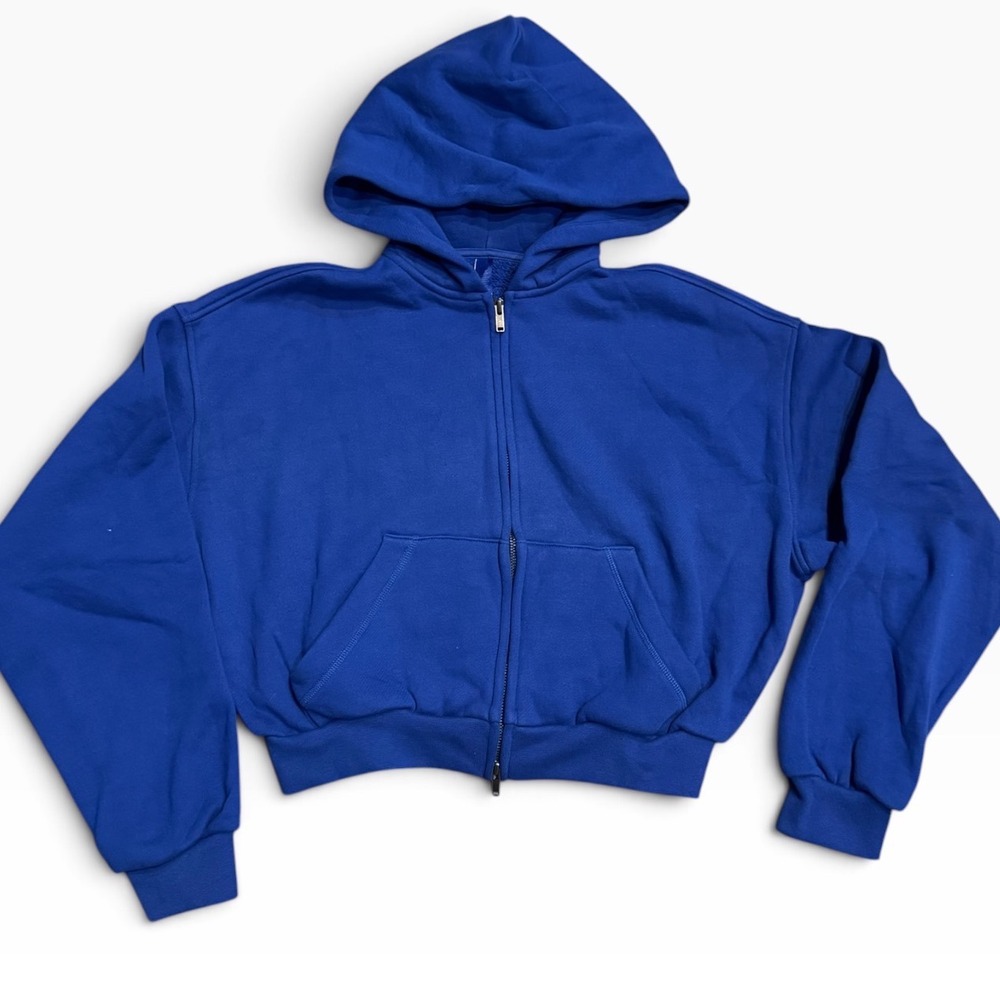 SKIMS Heavyweight Fleece Oversized Zip Up Hoodie Cobalt Blue Med